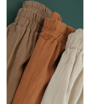 Quần baggy linen lưng thun thêu giỏ hoa ống túm dây rút - NU6631