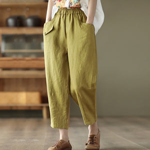 Quần baggy linen lưng thun ba túi kiểu - NU7250