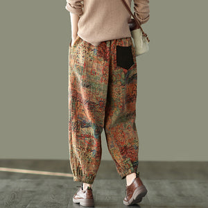 Quần baggy lưng thun in trừu tượng gấu bo chun - NU7791