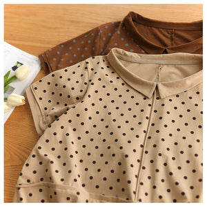 Áo T-shirt ngắn tay cổ pipi chấm bi - NU7292