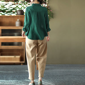Áo sơ mi dài tay cổ pipi một túi nhỏ - NU6680
