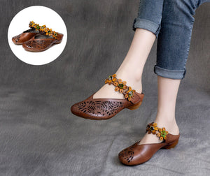 Giày lười họa tiết mạng nhện quai đính hoa - NU4322