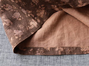 Quần sooc linen lưng thun in hoa lá đính hai mảnh vải  - NU7369