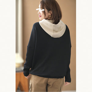 Áo hoodies dài tay mũ lệch màu - NU8119