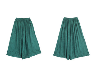 Quần baggy lưng thun ống rộng thêu hoa văn nổi - NU7542