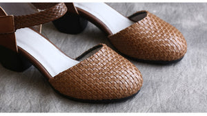 Giày da retro velcro kiểu dệt tay - NU5205