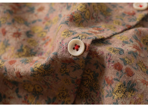 Áo sơ mi linen dài tay cổ pipi in hoa liti - NU8245