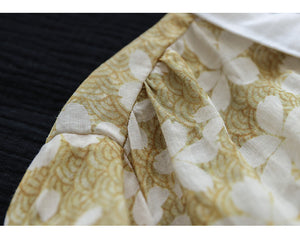 Áo sơ mi linen tay lửng cổ pipi đơn sắc in hoa liti - NU6996