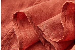 Áo sơ mi linen tay lửng cổ tàu vạt chéo thêu hoa văn - NU8280