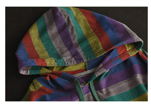 Áo hoodies ngắn tay kẻ sọc vạt kiểu rách - NU8482