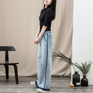Quần baggy denim viền thô ống rộng - NU8236