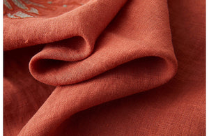 Áo sơ mi linen tay lửng cổ tàu vạt chéo thêu hoa văn - NU8280