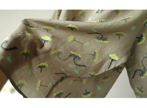 Áo sơ mi linen ngắn tay cổ pipi in hoa cúc khuy sau - NU5992