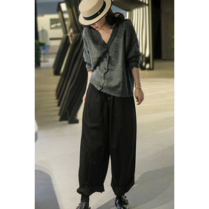 Áo khoác len cashmere dài tay cổ V kiểu gân nổi - NU7734