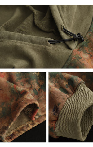 Áo hoodies in hoa văn retro ziczac dây rút - NU8091