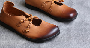 Giày da retro dây chéo đế đơn - NU4275