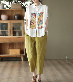 Quần baggy linen lưng thun ba túi kiểu - NU7250