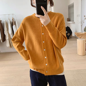 Áo khoác cardigan len dệt kim dài tay cổ tròn - NU7818