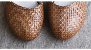 Giày da retro velcro kiểu dệt tay - NU5205