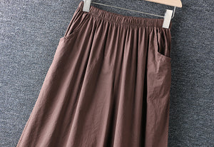 Quần baggy lưng thun ống rộng thêu hoa lá - NU7006