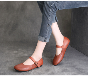 Giày da retro đế bệt quai khóa cài - NU5474