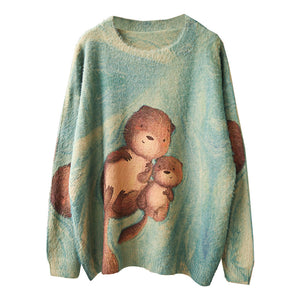 Áo len cashmere dài tay vẽ hoạt hình - NU6169
