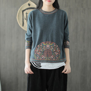 Áo T-shirt len jacquard dài tay cổ tròn - NU7775