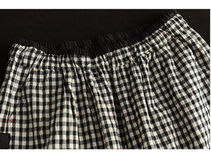 Quần baggy linen lưng thun caro túi khuy bấm - NU8410