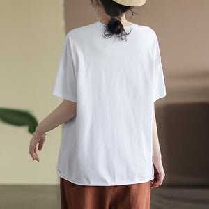 Áo T-shirt ngắn tay cổ tròn thêu hoa trừu tượng - NU8349