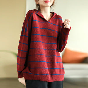 Áo hoodies len cashmere dài tay kẻ sọc - NU8050