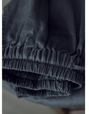 Quần baggy linen lưng thun dây rút gấu túm xếp ly - NU7555