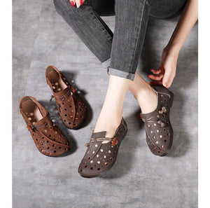 Giày da retro đục lỗ dây nút gỗ - OD0774