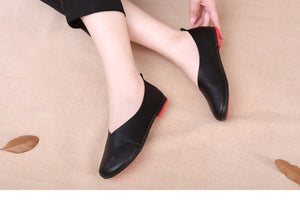 Giày da retro Morigirl đế bệt mũi tròn - NU4815
