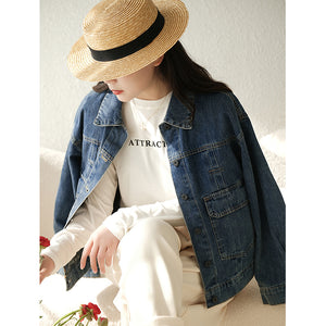 Áo khoác jacket denim dài tay cổ đức túi vuông - NU8251