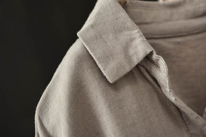 Áo sơ mi linen dài tay cổ đức in tranh đồng quê - NU8341