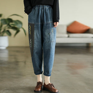 Quần baggy denim retro thêu dấu mũi tên - NU8207