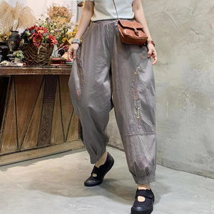 Quần baggy linen lưng thun thêu đối xứng hai túi chéo - NU6868