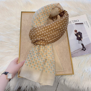 Khăn lụa họa tiết hoa vuông - NU7798