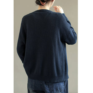 Áo khoác cardigan len đan kiểu bện thừng dài tay cổ V - NU7680