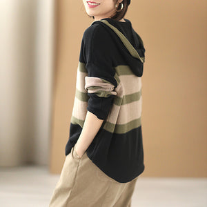 Áo len hoodies dài tay kẻ sọc ngang - NU7879