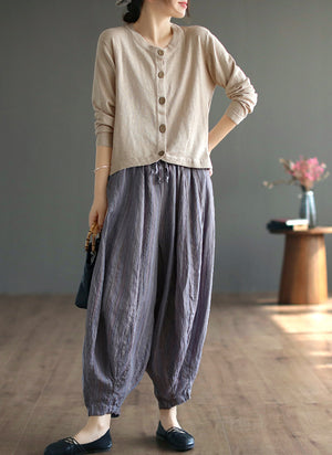 Áo khoác len cardigan dệt kim dài tay cổ tròn - NU7672