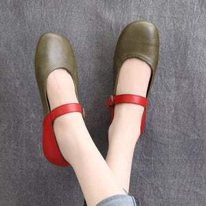 Giày da retro đế bệt quai khóa cài - NU5474