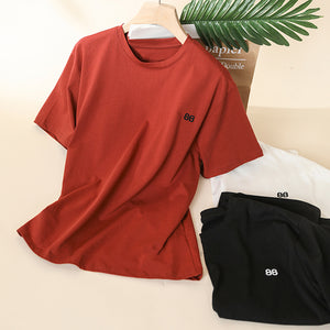 Áo T-shirt ngắn tay cổ tròn thêu chữ BB - NU8445