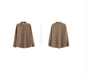 Áo sơ mi linen dài tay cổ pipi in hoa liti - NU8245