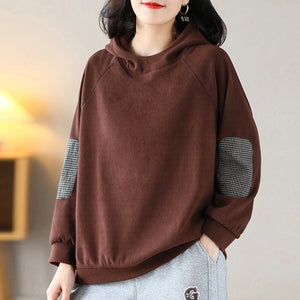 Áo hoodies dài tay kiểu chắp vá vải caro - NU8170
