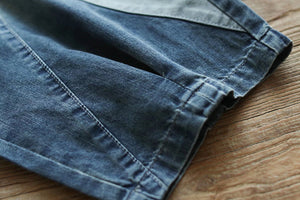 Quần baggy lửng denim lưng thun mảng màu - NU8297