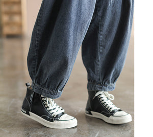 Quần baggy denim lưng thun xếp ly gấu túm - NU6685