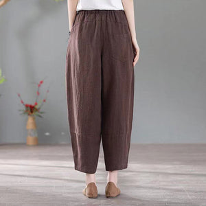 Quần baggy linen lưng thun hai túi tròn - NU7436