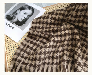 Khăn quàng len cashmere kẻ sọc ngôi sao - NU7799