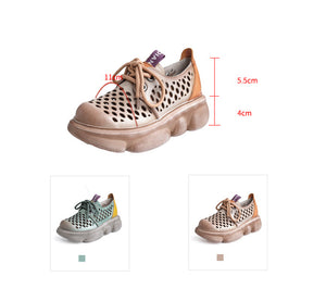 Giày da retro Sneaker đục lỗ để bằng - OD0641